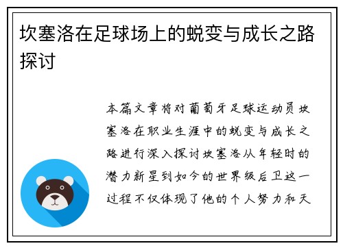 坎塞洛在足球场上的蜕变与成长之路探讨